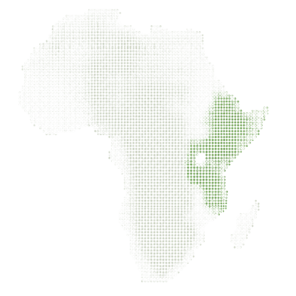 Dotted map of Africa with East Africa highlighted